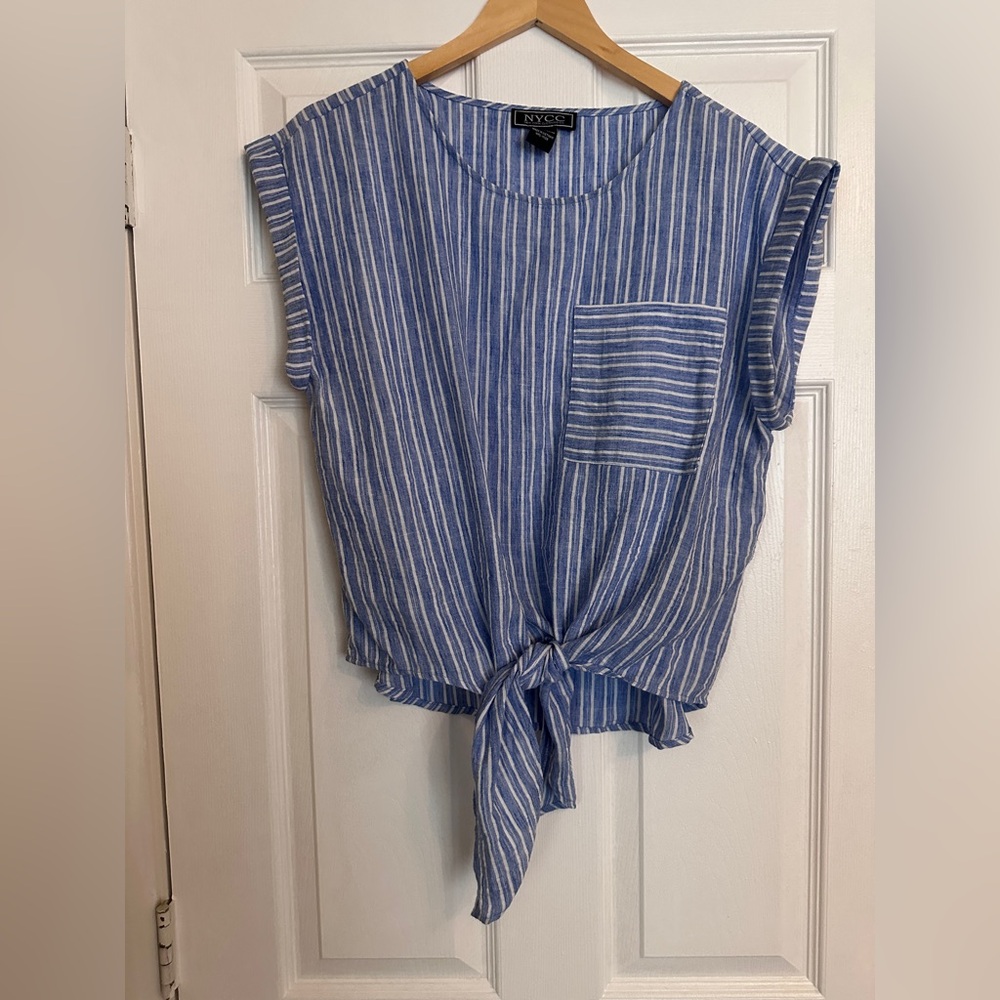 NYC Blue and White Striped Women's Blouse